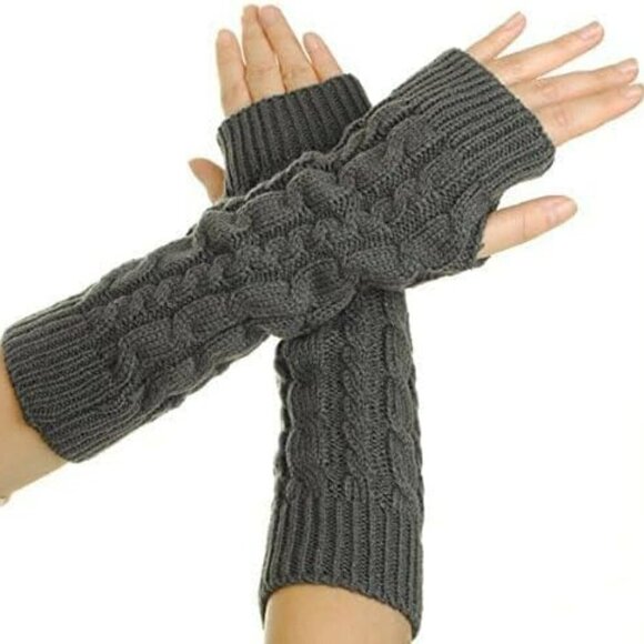 Flammi Women's Knit Arm Warmers Fingerless Gloves Thumb Hole Gloves Mittens for - Picture 2 of 8